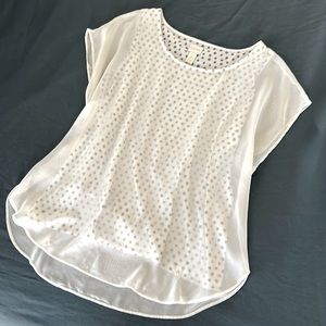 Easy wear summer office attire. Chico’s polka dot tank+sheer overlay. Size 2.